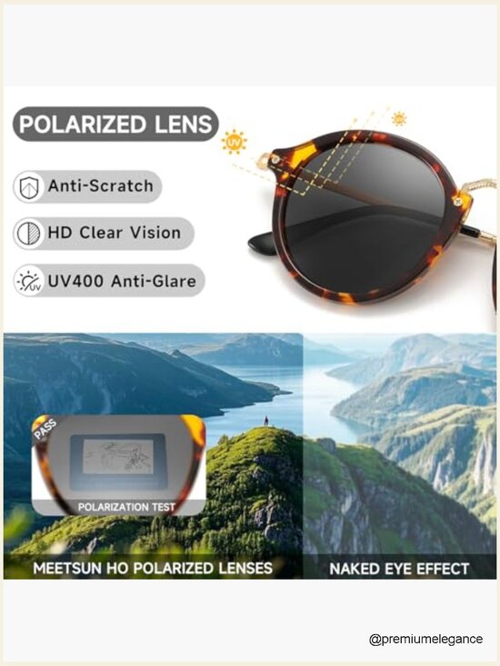 Round Polarized Sunglasses Women Trendy Retro Tortoise Circle Frame main image 5